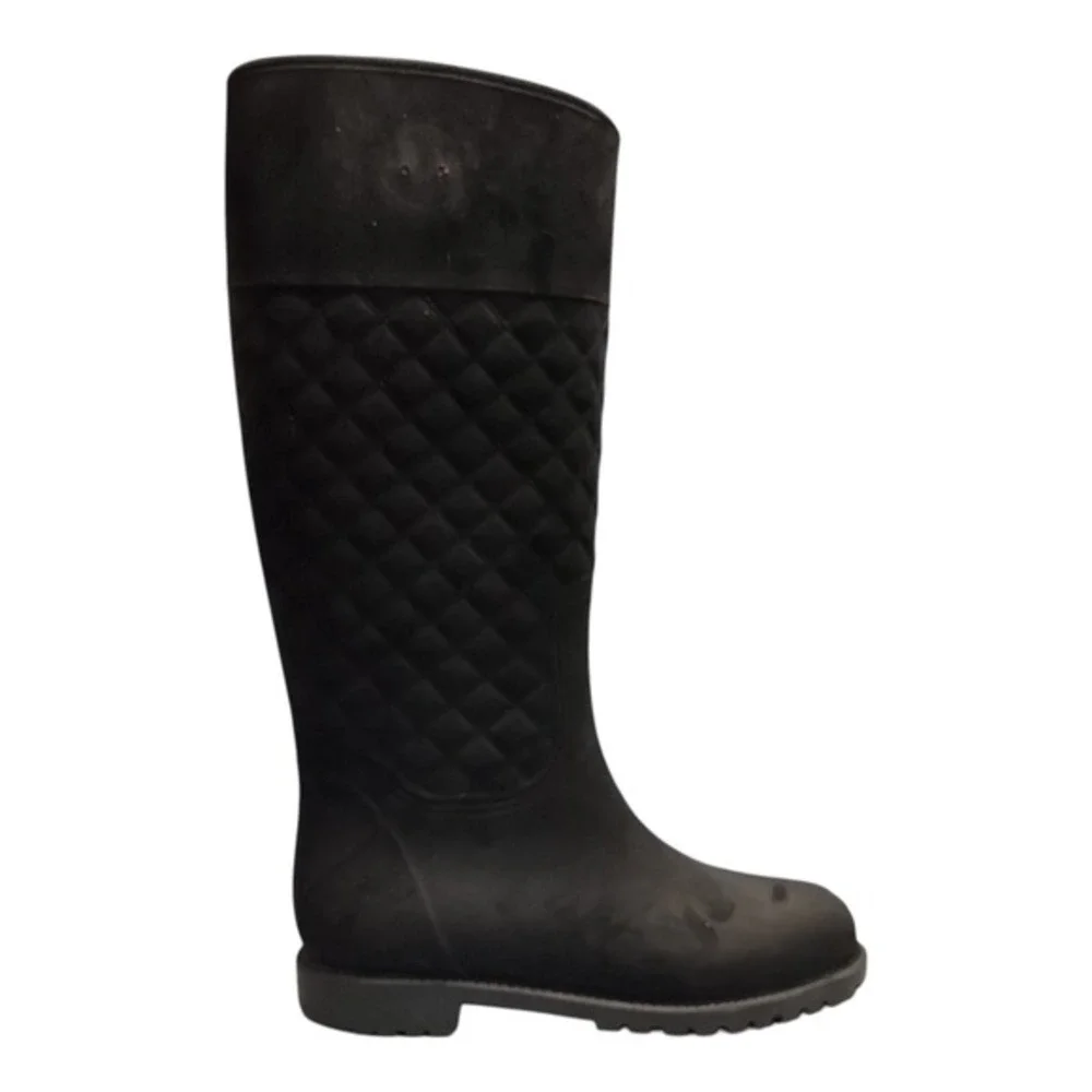 Tommy Hilfiger Babette Tall Rain Boots Womens US Size 9M Black‎ Quilted Pull On